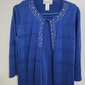 Alfred Dunner Royal Blue Cardigan with Sparkling Accents